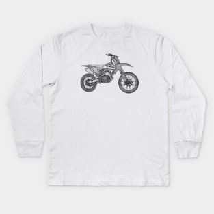 450 SX-F Motorcycles Blueprint Sketch Art Kids Long Sleeve T-Shirt